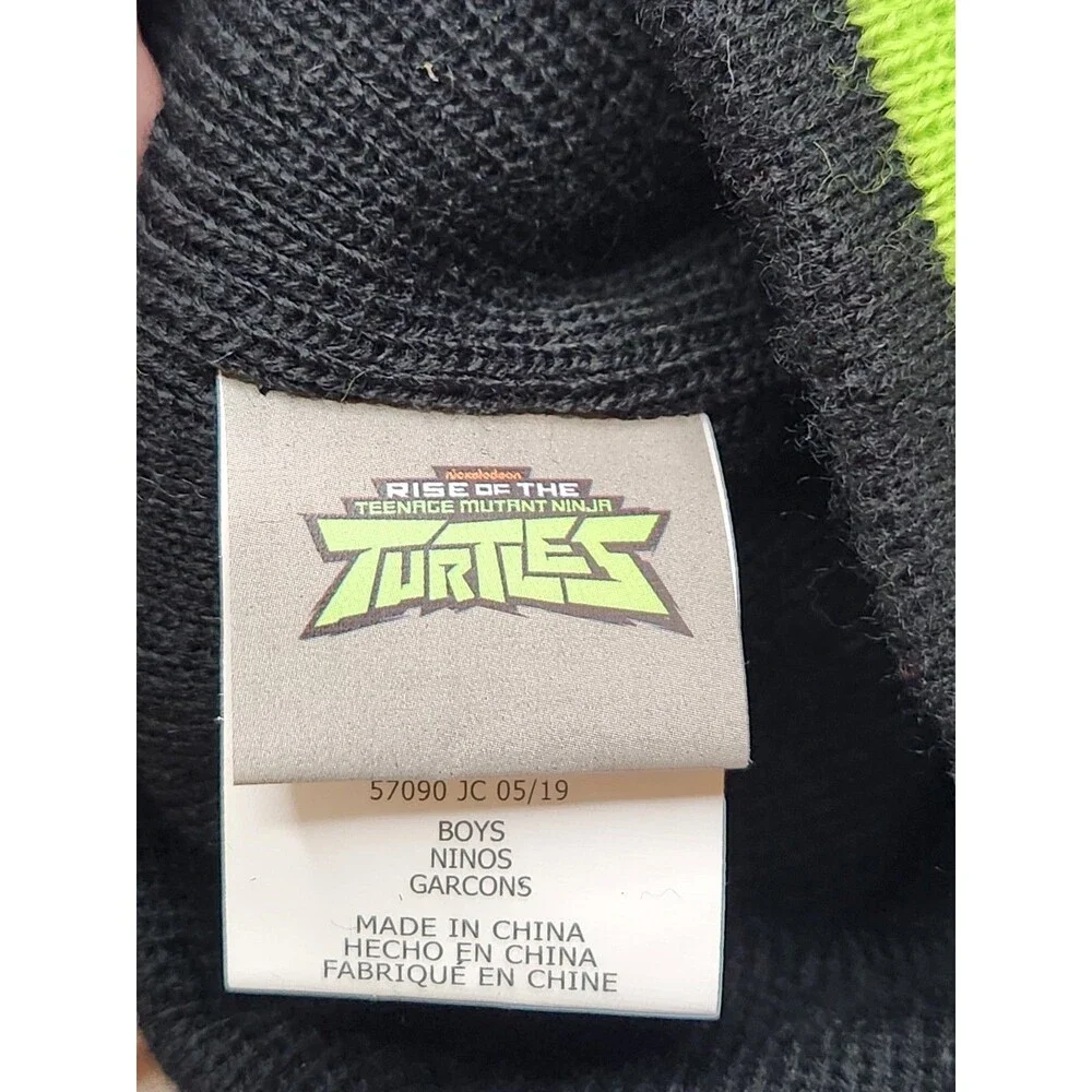 TMNT Beanie Cap Hat Youth Kids Boys OSFA‎ Black Green Striped Nickelodeon Knit